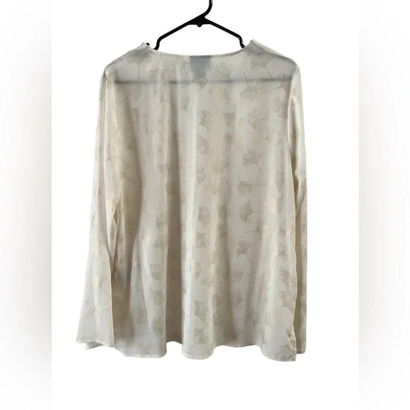 Liz Claiborne floral ivory long sleeve sequined blouse - Picture 3 of 5